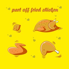 part off fried chicken flat design