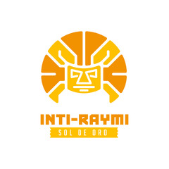 Golden mask. Gold Sun. Inti Raymi Ecuador Peru emblematic symbol of an ancestral and cultural celebration of the Andean peoples for the winter solstice.