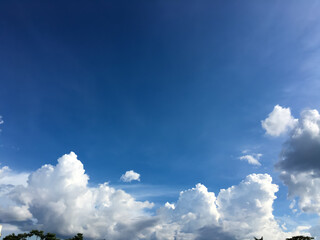 Clouds in blue sky in the afternoon of the day.