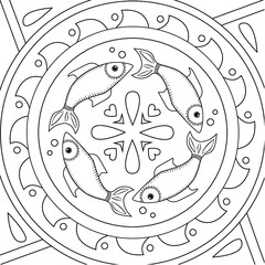 fish decorative mandala swirl coloring page