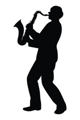 A musician with zaxophone silhouette vector