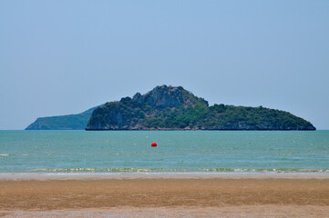 A View of an Island at Ao Manao Beach In Prachuap Khiri Khan, Thailand (in high dynamic range)