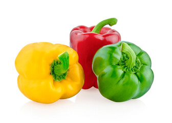 three bell peppers isolated on white background