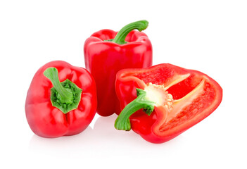 red sweet pepper isolated on white background.