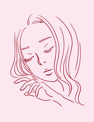 Vector illustration of a beautiful woman line art