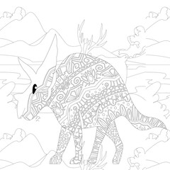 Spinosaurus Dinosaur. Dino Coloring Pages. Animal coloring book pages for Adults.