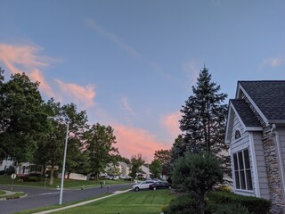 Sunset, orange sky, house