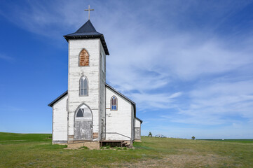 Fototapeta na wymiar Abandoned Saint Elizabeth Church near Gravelbourg, Saskatchewan, Canada