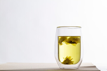 flower tea in glass cup