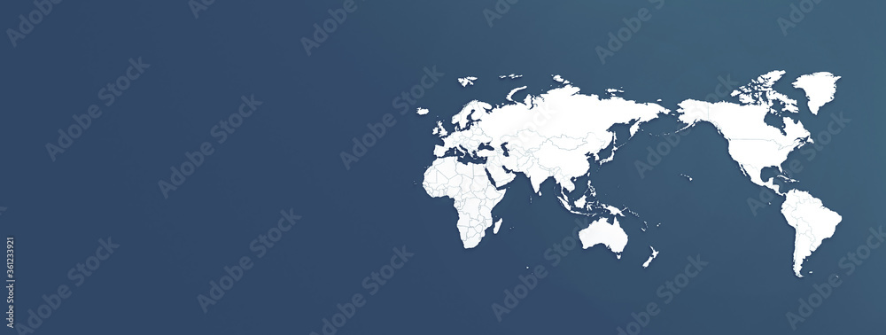 Wall mural blue color world map background by 3d render.