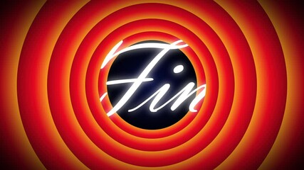 Overlapping circle of ending animation pops out of the old cartoon style