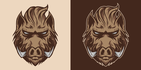 Boar Head Mascot Logo Illustration