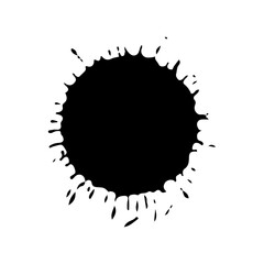 Black drop isolated on white background. Grunge splash texture. Vector illustration.