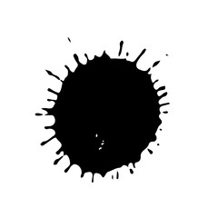 Black drop isolated on white background. Grunge splash texture. Vector illustration.