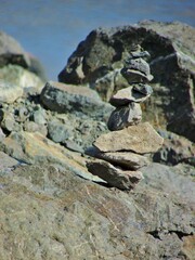 Stacked rocks on a beach