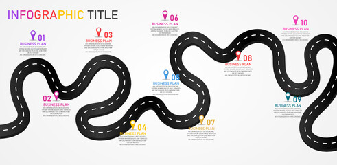 vector illustration Can be used for process, presentations, layout, banner,info graph There are 9 steps or layers.