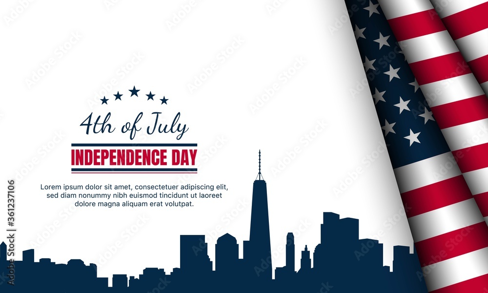 Wall mural american independence day background. fourth of july. we will be closed for independence day.