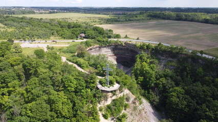 Panoramic Aerial View of a valley during summer in a natural landscape with clear skies