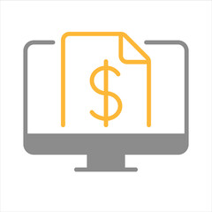 Salary, price. Online. Remote job, home office, work from home. Vector line icon.