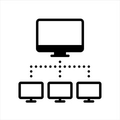 Network. Remote job, home office, work from home. Vector line icon.