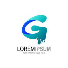 Letter G logo with water drop design template, Company logo design G