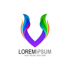 V logo , Letter v logo with colorful design technology, 