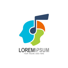 Music logo, listening to music, Head logo and brain icons, Colorful
