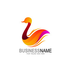 Duck logo design and colorful icon template, 3d logos