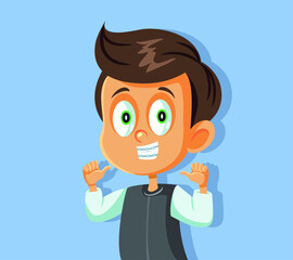 Young Cartoon Boy Smiling Wearing Braces
