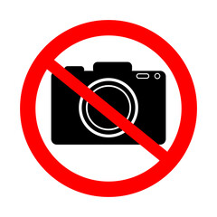 It is forbidden to take pictures. Photographic warning sign. Illustration of prohibition of the use of the camera. Stock Photo.