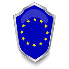 The medieval flag of the European Union. EU shield emblem. A symbol of the protection of European states. Vector icon. Stock Photo.