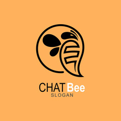Bee and chat logo design communication, Animal logo template