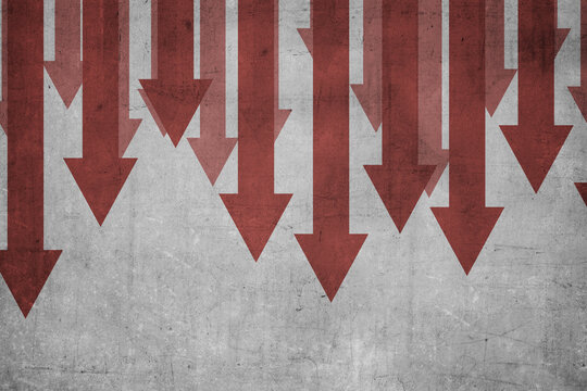 Red arrow down on the wall