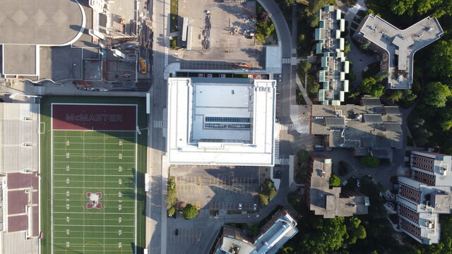Aerial Image Of McMaster University Campus From Above In The Summer Time