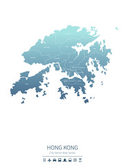 Obraz premium hong kong map. hong kong city vector map.