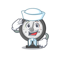 A brave sailor caricature design style of pressure gauge ready to sail