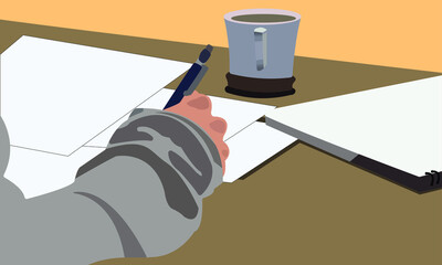 illustration about working at home to avoid corona virus