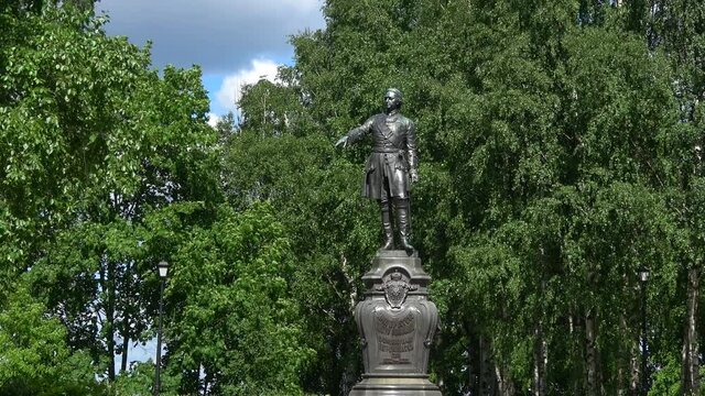 Monument to Peter the Great (1873) in Petrozavodsk. Karelia. Russia