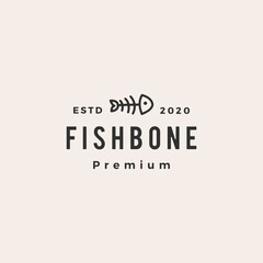 Fototapeta na wymiar fish bone cat food hipster vintage logo vector icon illustration