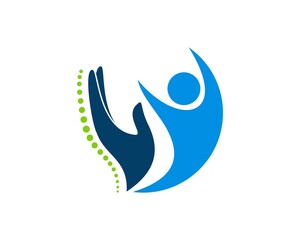 Naklejka premium Hand care and healthy spine with chiropractic