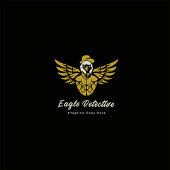 Graphic illustration with an eagle object with the concept of an eagle being detective and spying on its prey can be used for logos or clothing designs.
