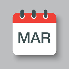 Vector icon day calendar, winter month March