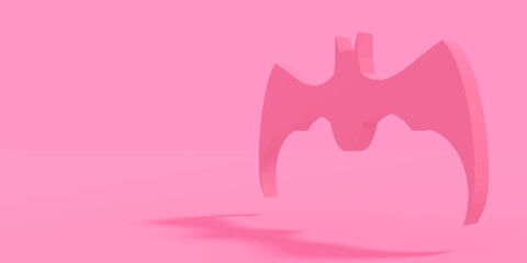 Halloween pink bat abstract icon. 3D rendering