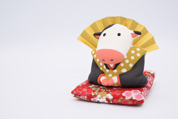 福助の粘土人形　年賀状2021　丑年　年賀状素材