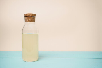 Lemonade or mojito cocktail with lemon and mint, cold refreshing drink or beverage with ice. Copy space for your text