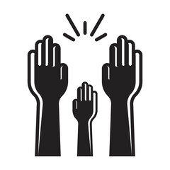 Raising hands audience celebrate flat icon for apps and websites