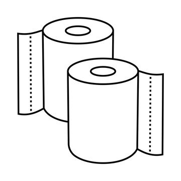 Kitchen tissue or toilet tissue paper roll line art icon for apps and websites