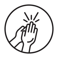 Obraz premium Rounded the clapping hands line art icon for apps or website