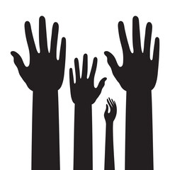 People raised hands / student raising hands flat icon for apps and websites