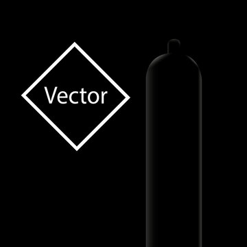 Cond&oacute;n con fondo negro / Ilustracion de silueta de preservativo masculino